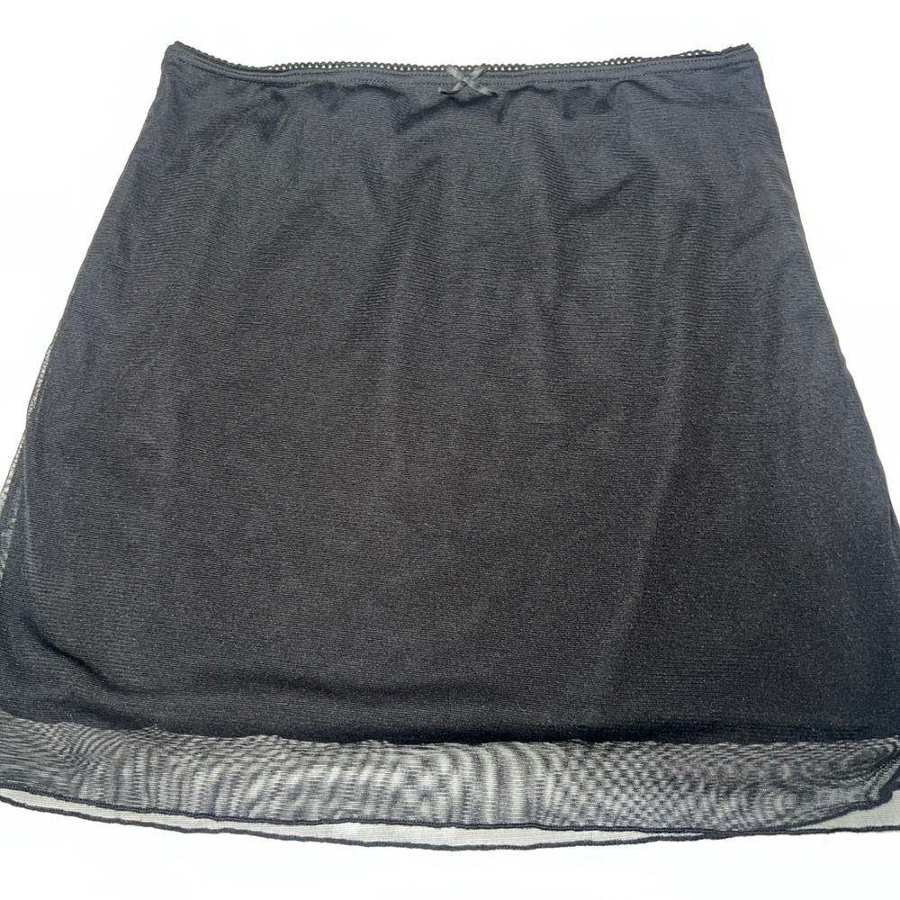 Brandy Melville Black Sheer Mesh Mini Slip‎ Skirt Clean Girl chic minimal